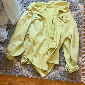 Neon yellow button up free people jacket